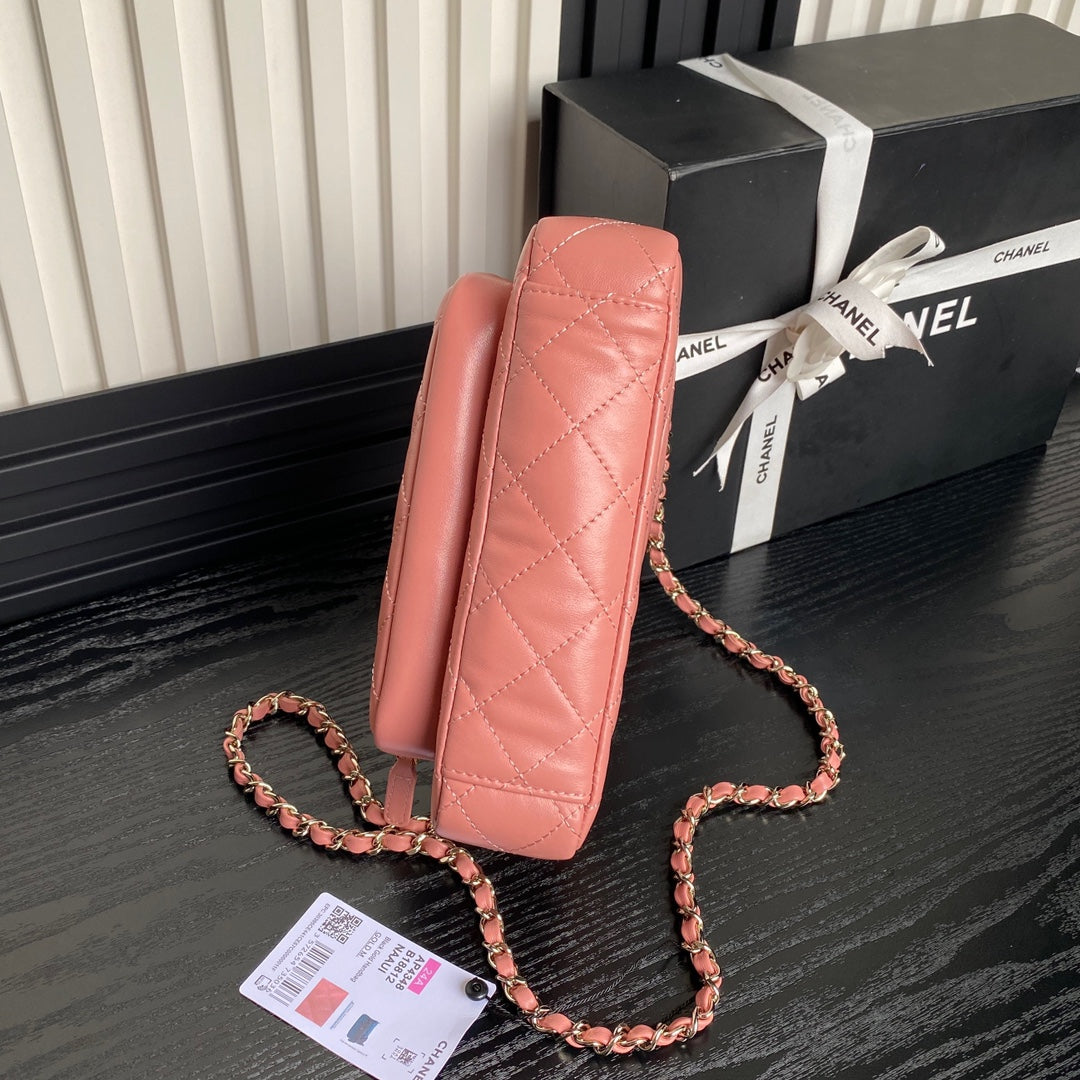 CHANEL 25C Clutch With Strap 21cm Light Pink Calfskin