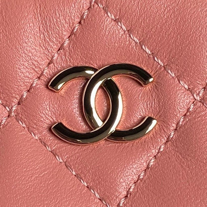 CHANEL 25C Clutch With Strap 21cm Light Pink Calfskin