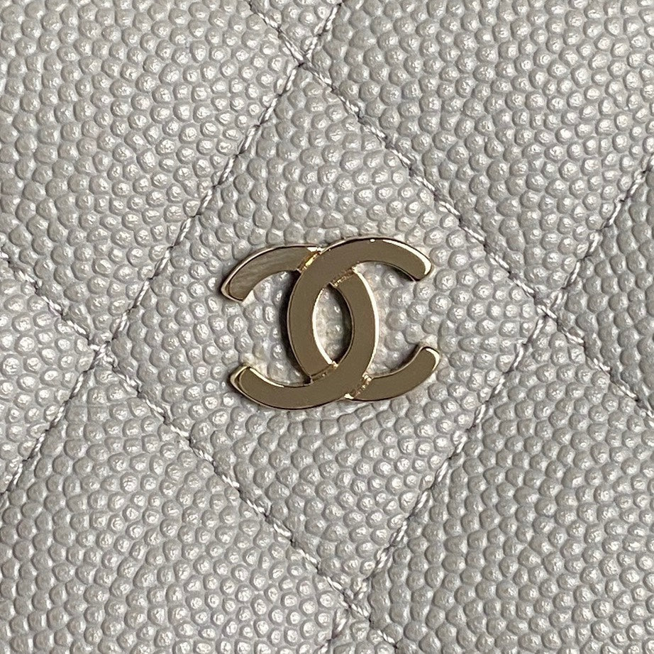 CHANEL 25C Hobo Bag 21.5cm Top Handle Grey Grained Calfskin