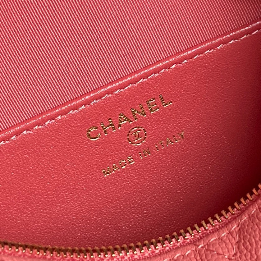 CHANEL 25C Hobo Bag 21.5cm Top Handle Dark Pink Grained Calfskin