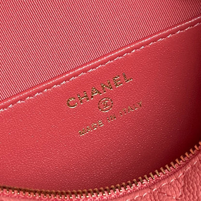CHANEL 25C Hobo Bag 21.5cm Top Handle Dark Pink Grained Calfskin