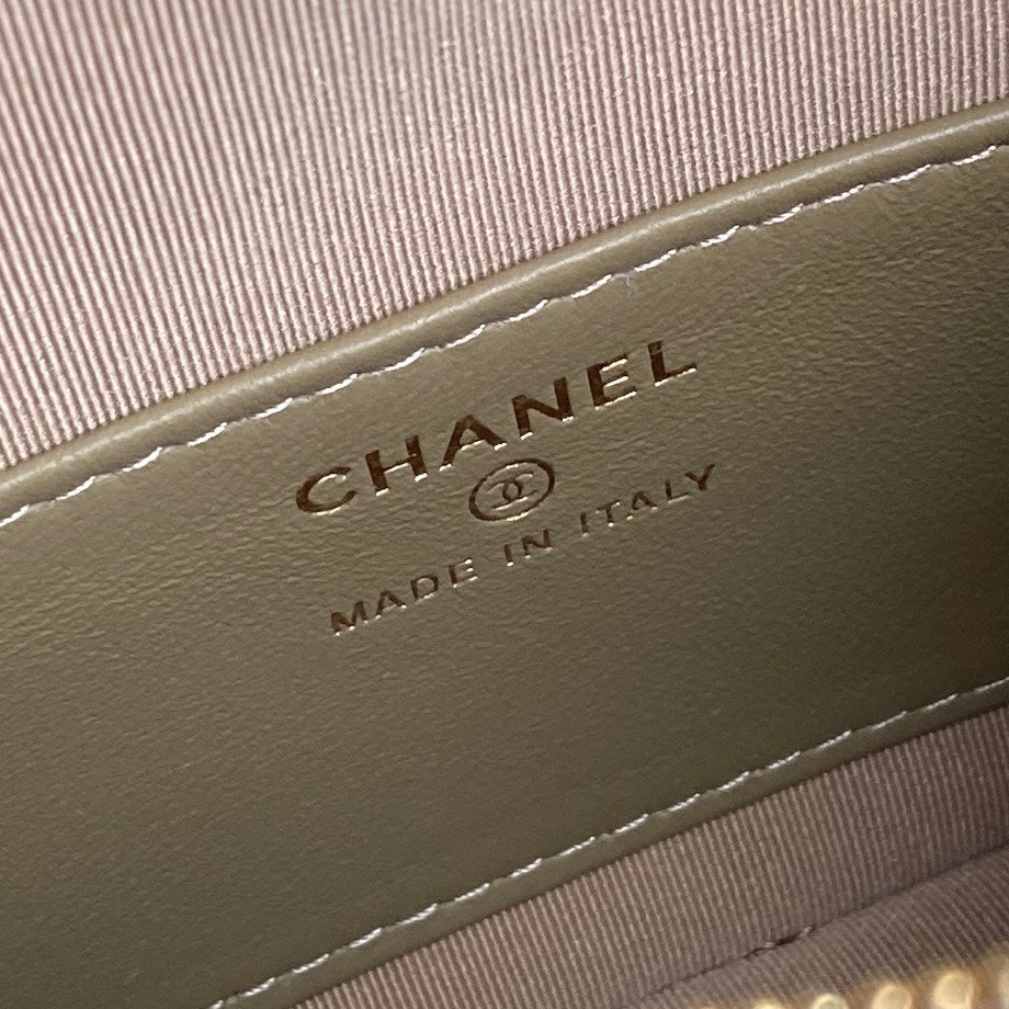 CHANEL 25C Hobo Bag 21.5cm Top Handle Beige Grained Calfskin