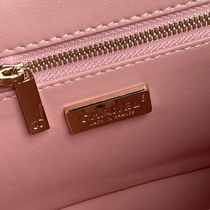 CHANEL 24K Flap Bag 20cm Pink Sequin