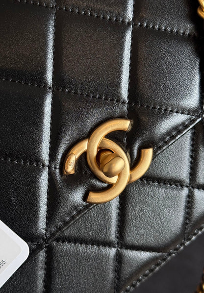 CHANEL Mini Flap 22cm Black Lambskin Gold Hardware
