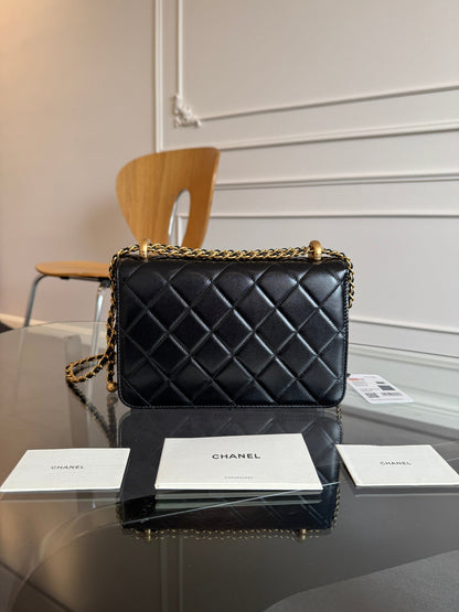 CHANEL Mini Flap 22cm Black Lambskin Gold Hardware