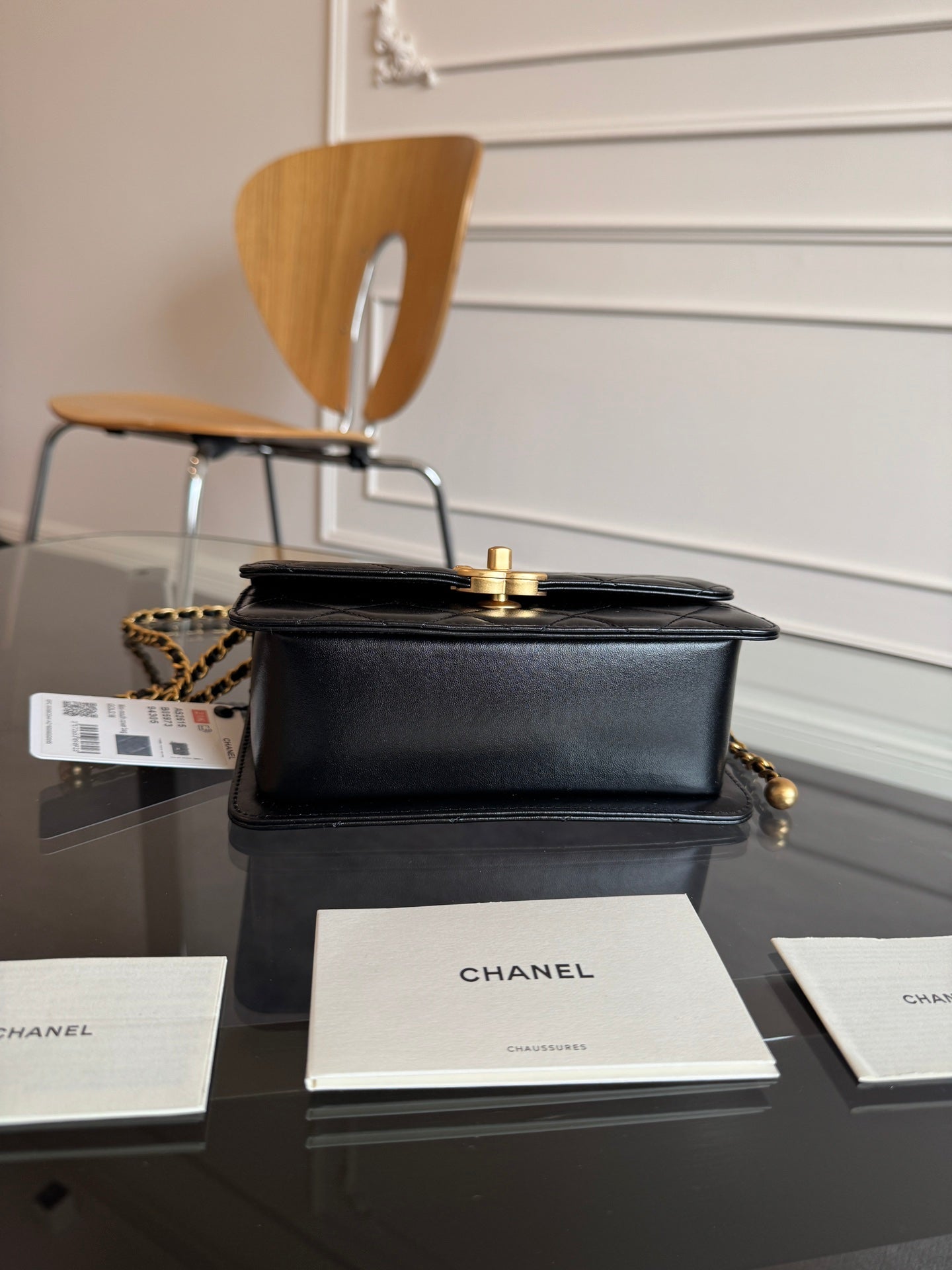CHANEL Mini Flap 19cm Black Lambskin Gold Hardware