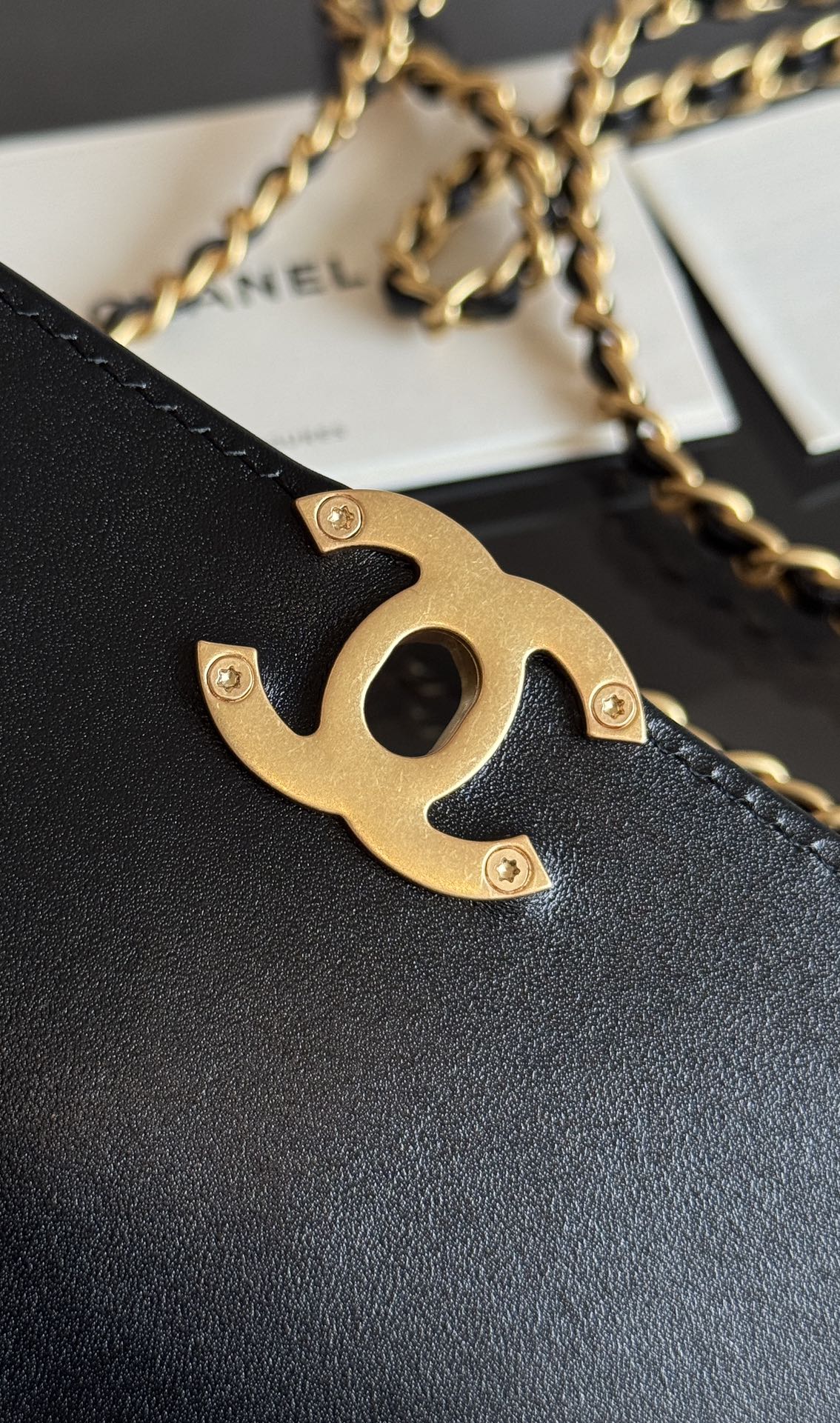 CHANEL Mini Flap 19cm Black Lambskin Gold Hardware