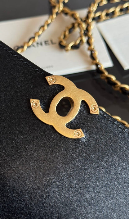 CHANEL Mini Flap 19cm Black Lambskin Gold Hardware