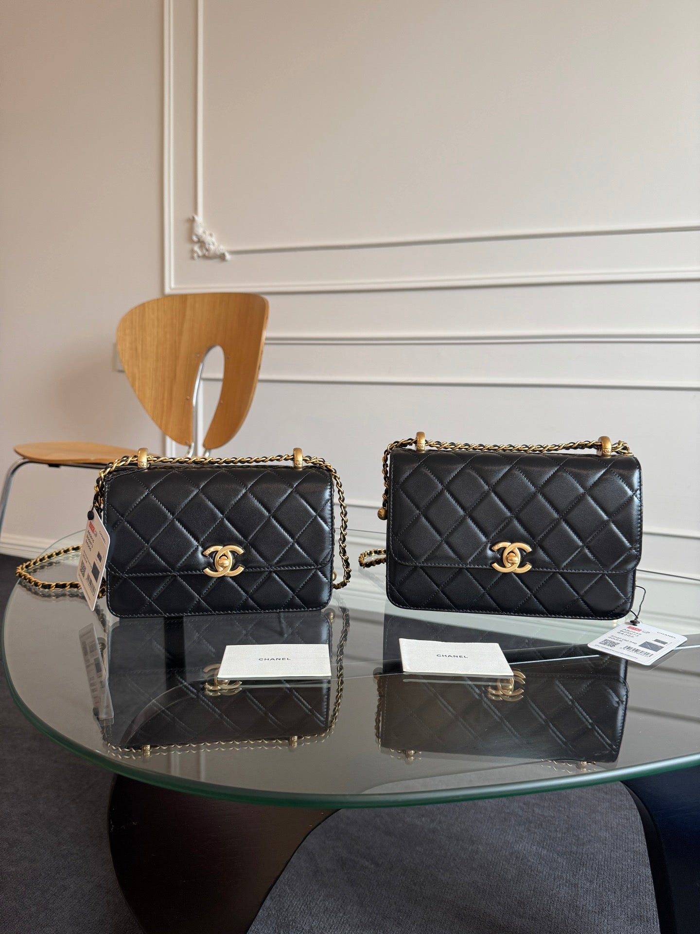 CHANEL Mini Flap 19cm Black Lambskin Gold Hardware