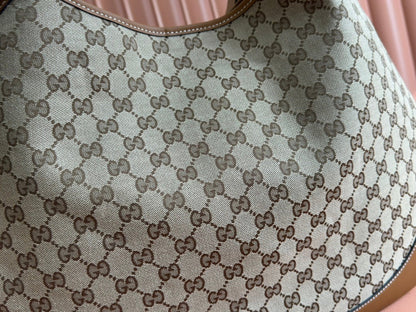 Gucci BODY MEDIUM SHOULDER BAD 49 IN BEIGE MONOGRAM CANVAS AND BROWN CALFSKIN GOLD HARDWARE