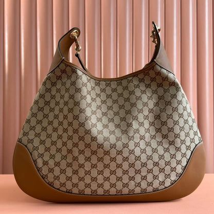 Gucci BODY MEDIUM SHOULDER BAD 49 IN BEIGE MONOGRAM CANVAS AND BROWN CALFSKIN GOLD HARDWARE