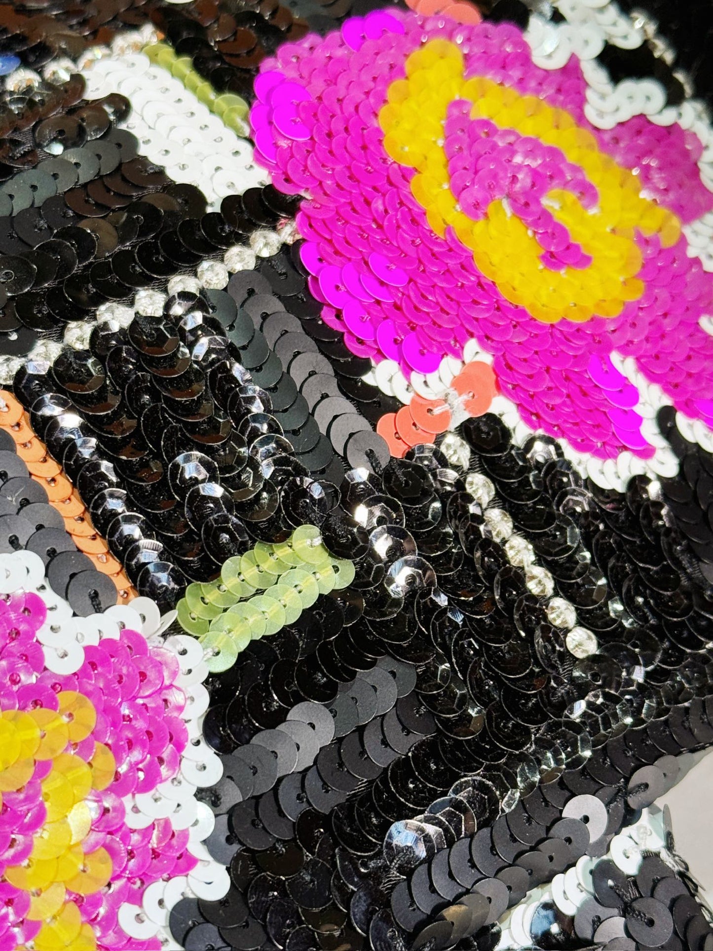 CHANEL 24S Flap Bag 25.5cm Black White Purple Sequin