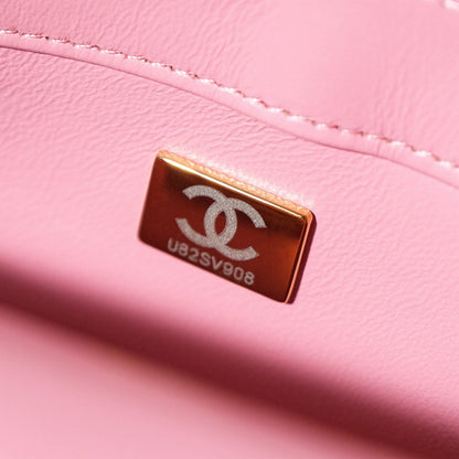 CHANEL 24S Flap Bag 20cm Pink White Sequin Calfskin