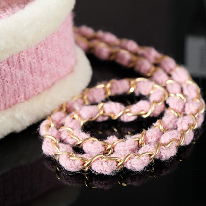 CHANEL 24N Flap Bag 20cm Pink Beige Tweed Sherling