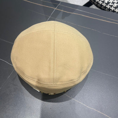 CHANEL BERET HAT IN OAT YELLOW FABRIC 419384