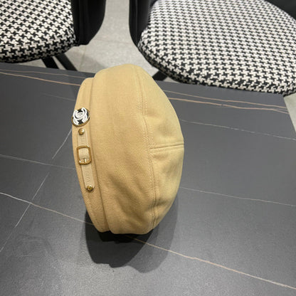 CHANEL BERET HAT IN OAT YELLOW FABRIC 419384