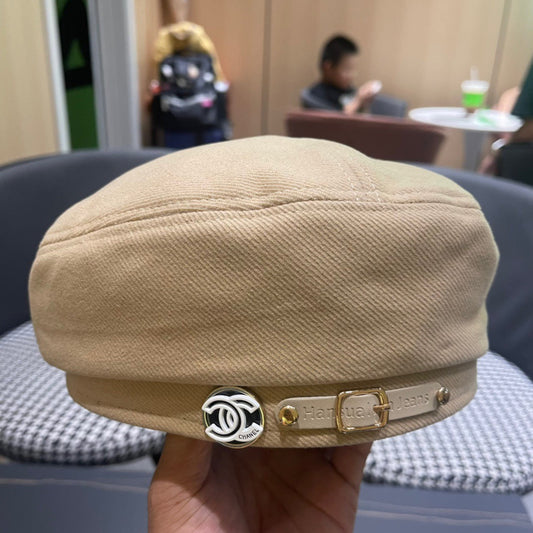 CHANEL BERET HAT IN OAT YELLOW FABRIC 419384