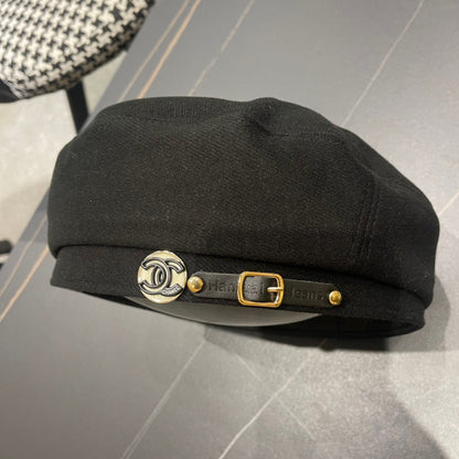 CHANEL BERET HAT IN BLACK FABRIC 419385