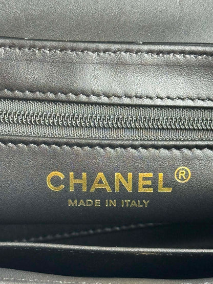 CHANEL 24a nano 19cm kelly shopper bag black lambskin
