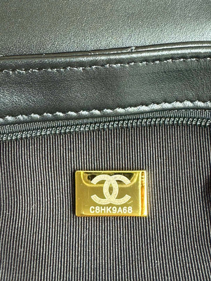 CHANEL 24a nano 19cm kelly shopper bag black lambskin