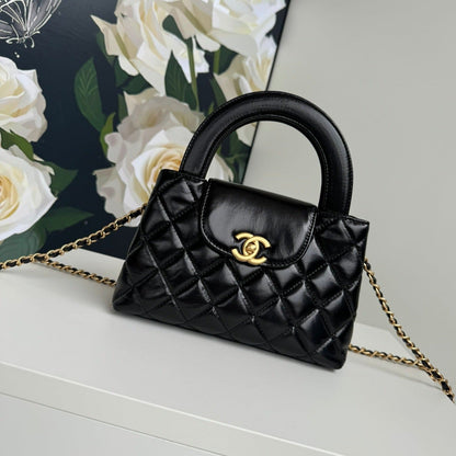 CHANEL 24a nano 19cm kelly shopper bag black lambskin