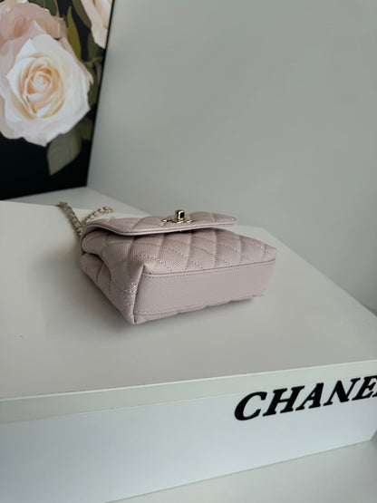 CHANEL 24K Coco Handle Nano 14.5cm Light Pink Grained Calfskin Gold Hardware