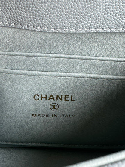 CHANEL 24K Coco Handle Nano 14.5cm Cloud Blue Grained Calfskin Gold Hardware