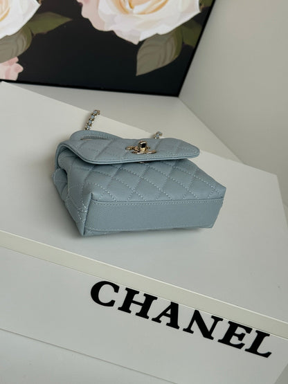CHANEL 24K Coco Handle Nano 14.5cm Cloud Blue Grained Calfskin Gold Hardware