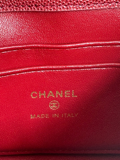 CHANEL 24K Coco Handle Nano 14.5cm Burgundy Grained Calfskin Gold Hardware