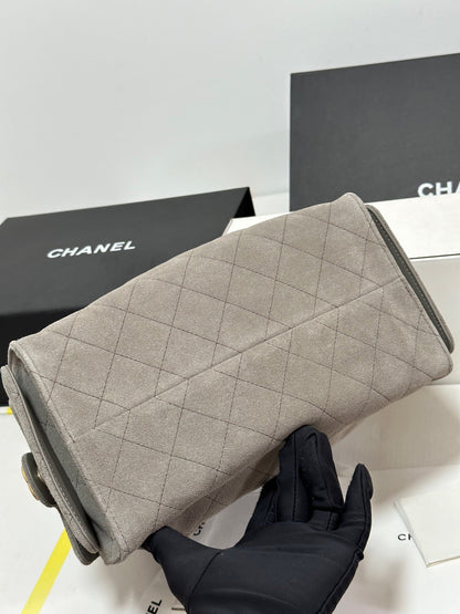 CHANEL 25C Hobo Bag 30cm Grey Suede