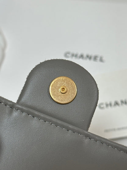 CHANEL 25C Hobo Bags 30cm Warm Grey Suede 243557
