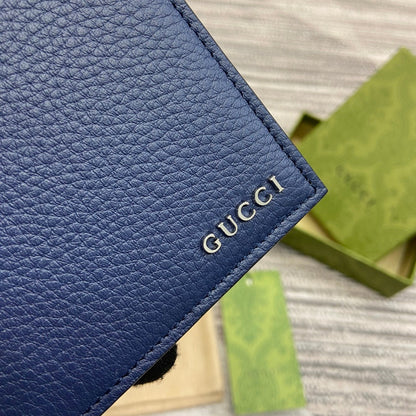 Gucci BIFOLD WALLET 11 IN CLASSIC BLUE CALFSKIN
