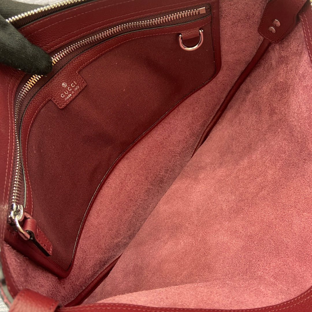 Gucci BODY SHOULDER BAG 40 IN BURGUNDY RED CALFSKIN SILVER HARDWARE