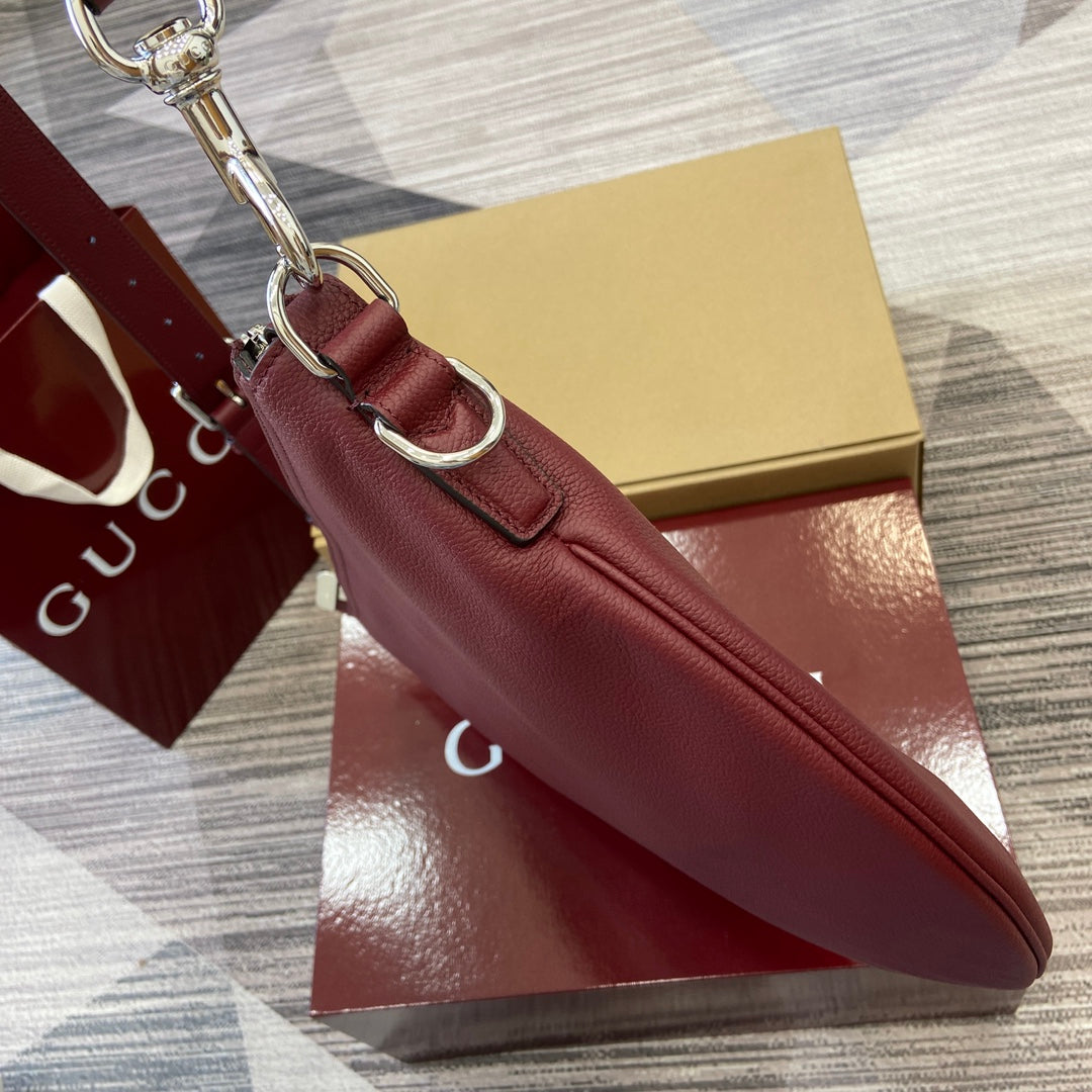 Gucci BODY SHOULDER BAG 40 IN BURGUNDY RED CALFSKIN SILVER HARDWARE