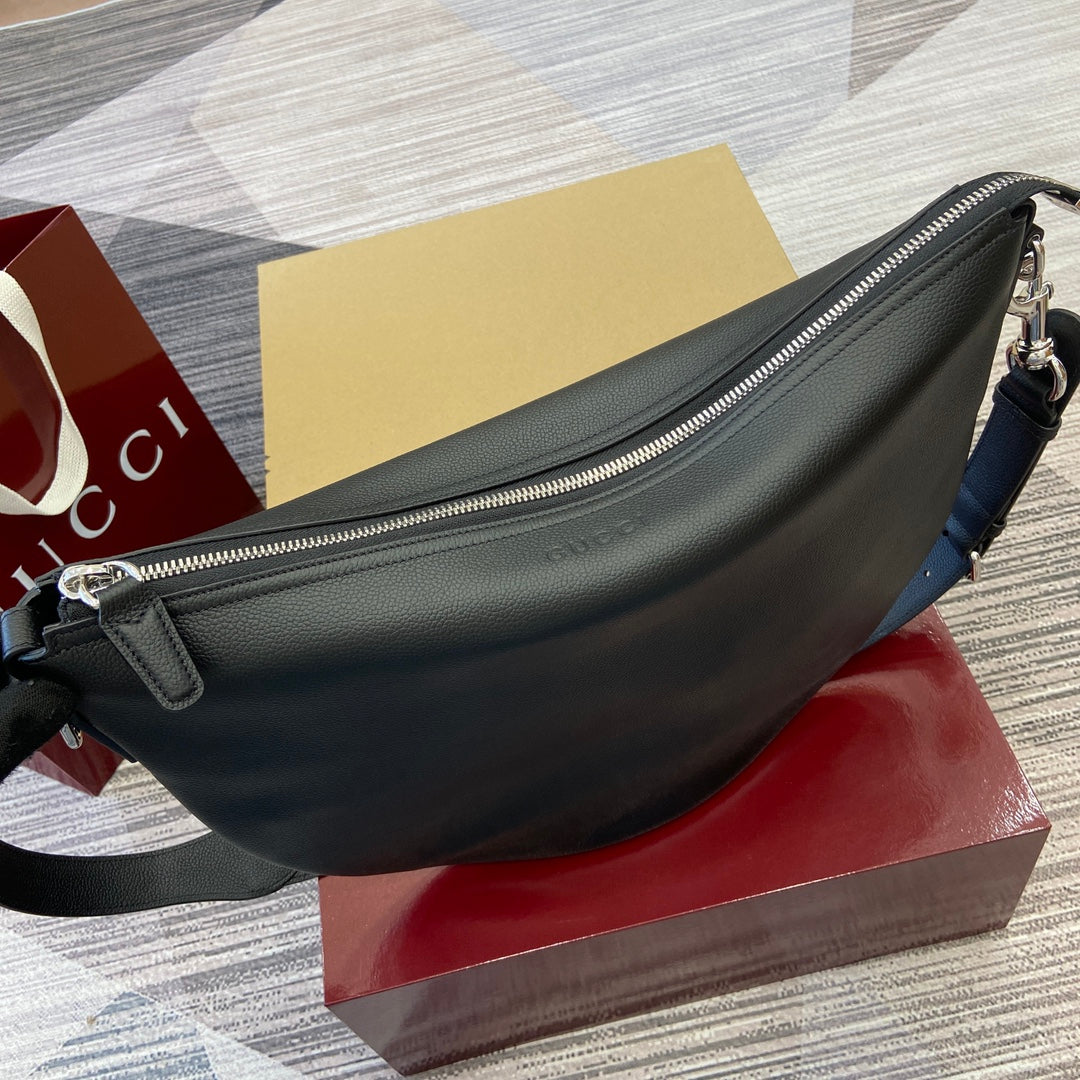 Gucci BODY SHOULDER BAG 40 IN BLACK CALFSKIN SILVER HARDWARE