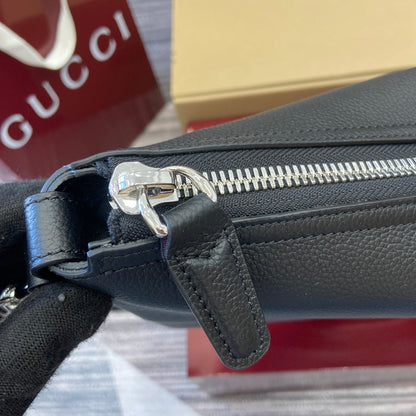 Gucci BODY SHOULDER BAG 40 IN BLACK CALFSKIN SILVER HARDWARE