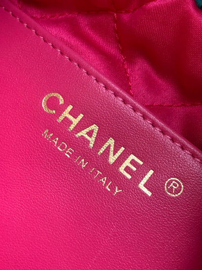CHANEL Mini Macrame 22 Hobo Bag 19cm Multicolor Green Calfskin Gold Hardware
