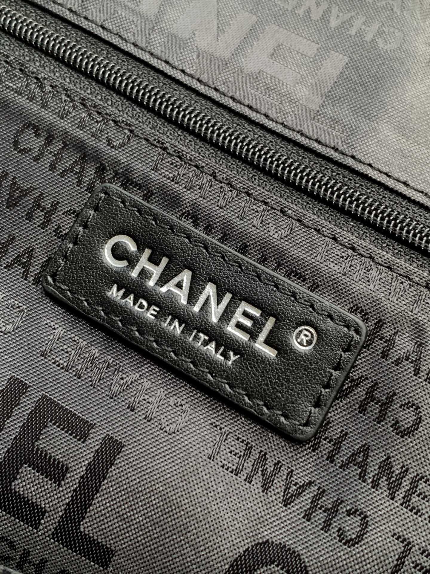 CHANEL Vintage Hobo Bag 40cm Black Lambskin Silver Hardware