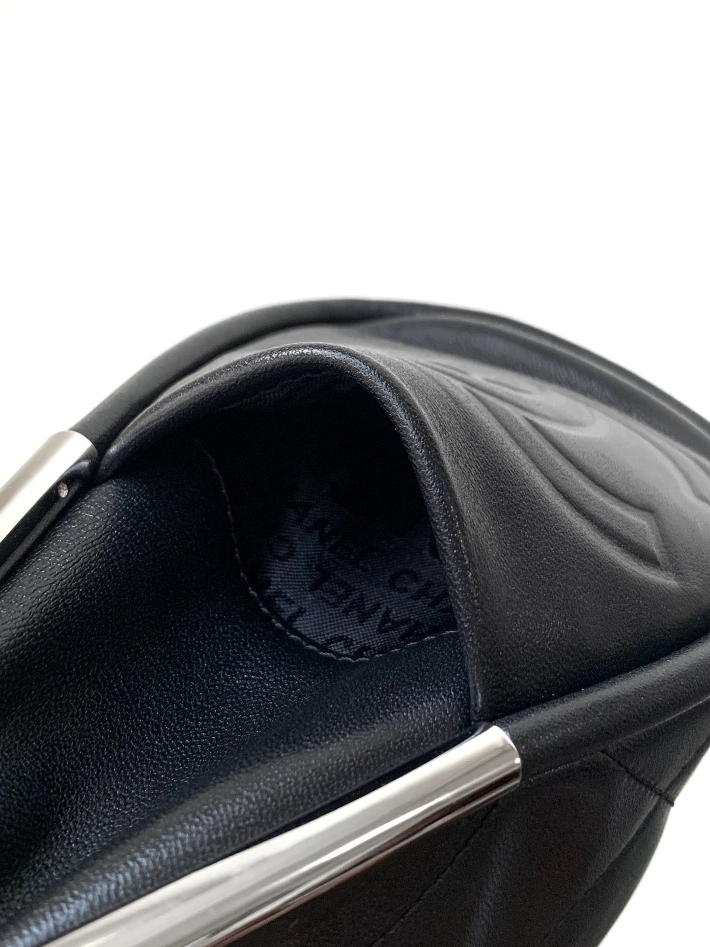 CHANEL Vintage Hobo Bag 30cm Black Lambskin Silver Hardware
