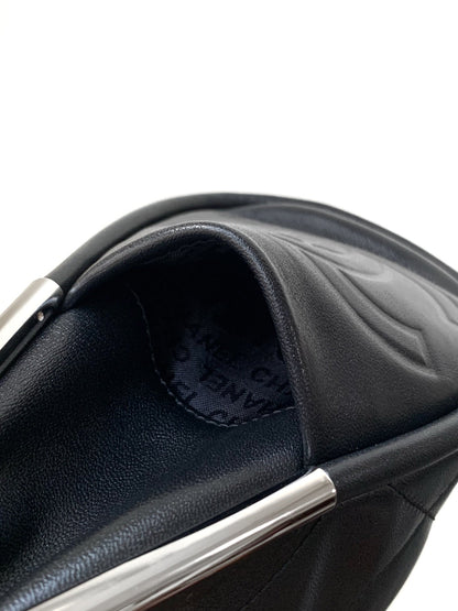 CHANEL Vintage Hobo Bag 30cm Black Lambskin Silver Hardware