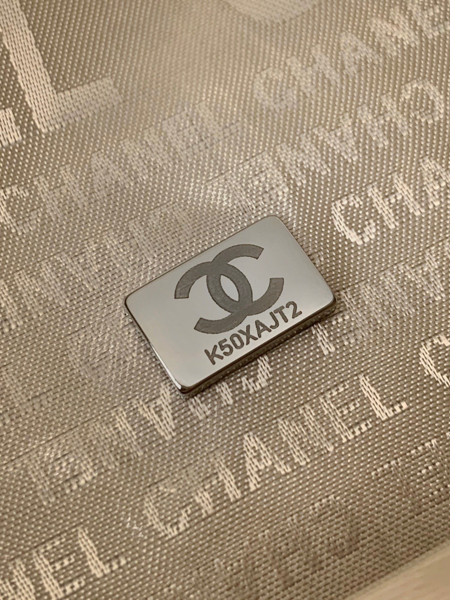 CHANEL Vintage Hobo Bag 40cm Silver Metalic Lambskin Silver Hardware