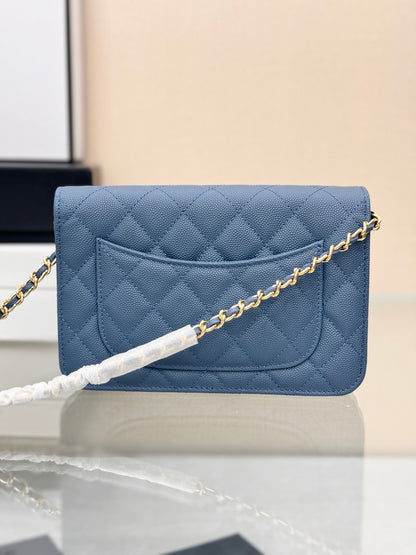 CHANEL WOC 19CM BLUE JEAN CAVIAR GOLD HARDWARE