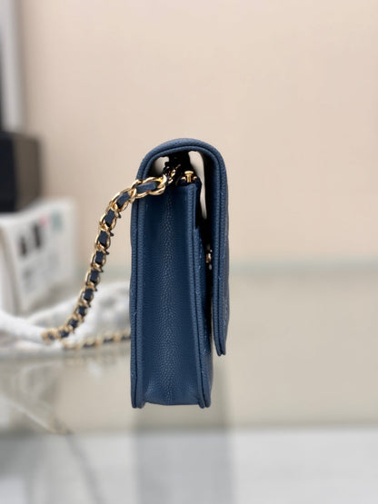 CHANEL WOC 19CM BLUE JEAN CAVIAR GOLD HARDWARE