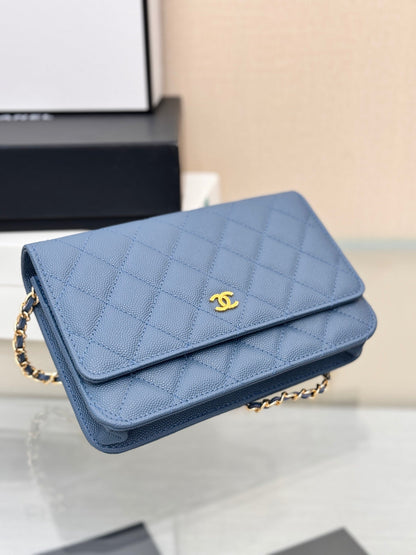 CHANEL WOC 19CM BLUE JEAN CAVIAR GOLD HARDWARE