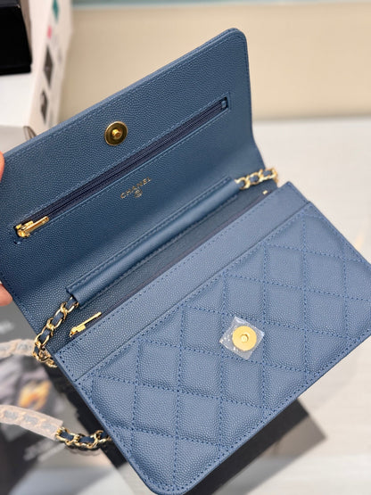 CHANEL WOC 19CM BLUE JEAN CAVIAR GOLD HARDWARE