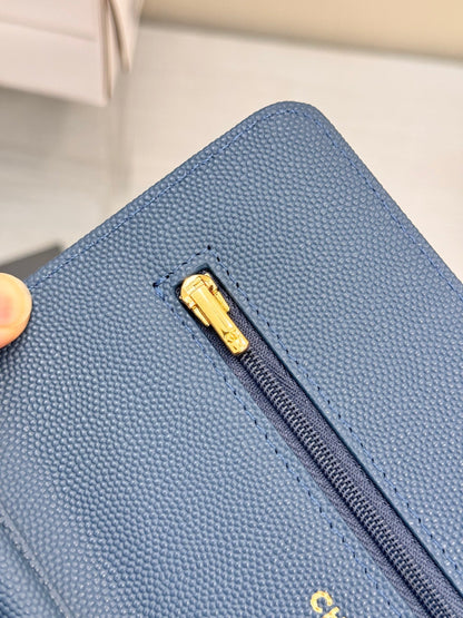 CHANEL WOC 19CM BLUE JEAN CAVIAR GOLD HARDWARE