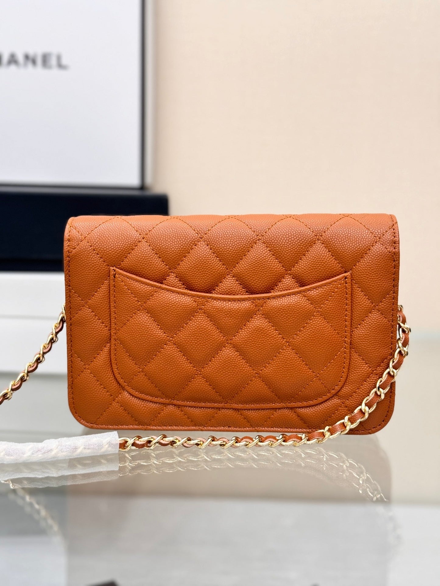 CHANEL WOC 19CM ORANGE CAVIAR GOLD HARDWARE