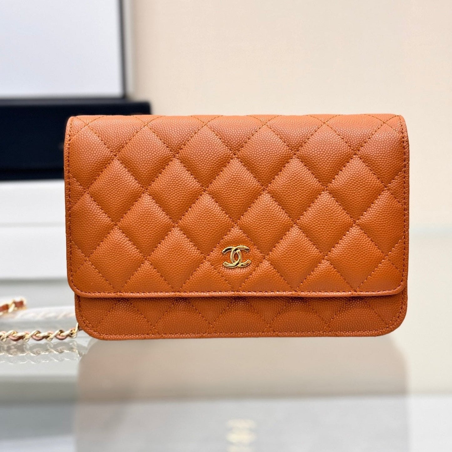 CHANEL WOC 19CM ORANGE CAVIAR GOLD HARDWARE