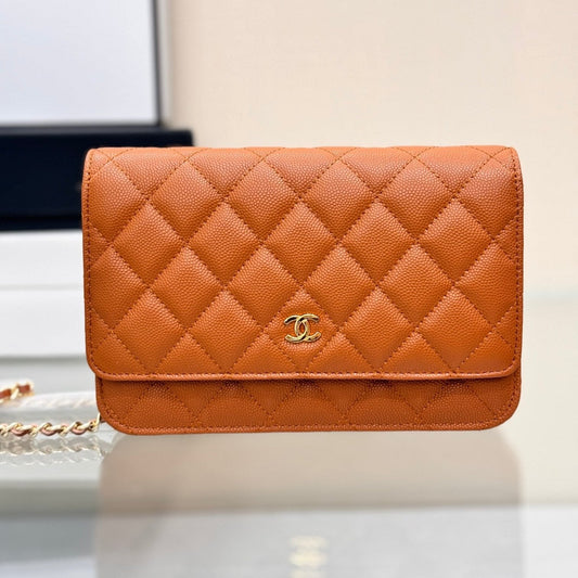 CHANEL WOC 19CM ORANGE CAVIAR GOLD HARDWARE