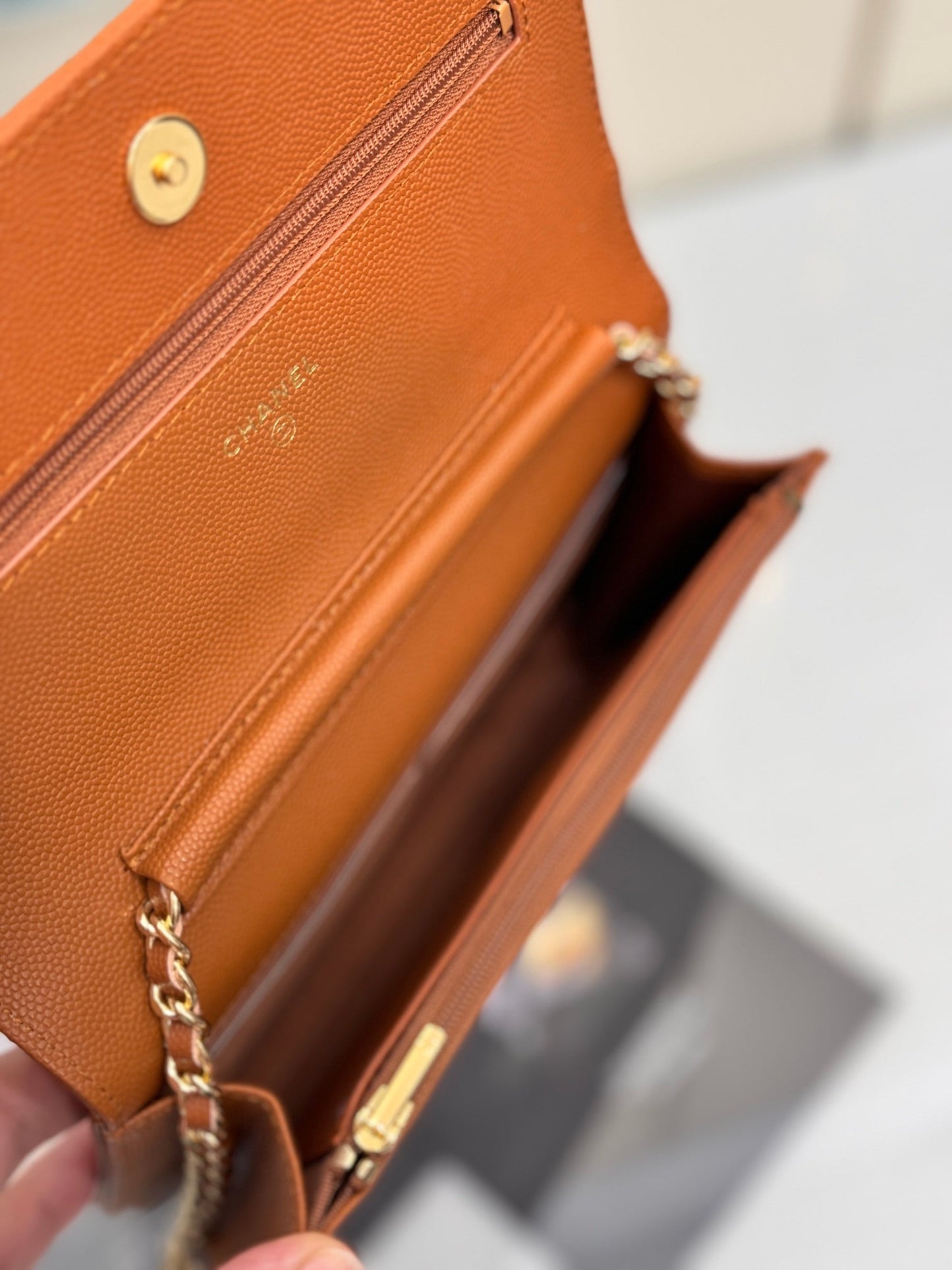 CHANEL WOC 19CM ORANGE CAVIAR GOLD HARDWARE